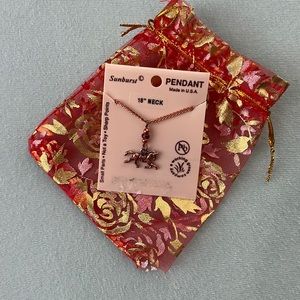 Sunburst horse pendant necklace